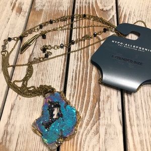 NWT Titanium Agate Druzy Layered Necklace WF06903